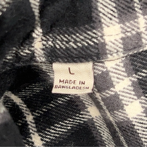 LARGE JACHS MENS THICK FLANNEL BUTTON FRONT SHACKET BLACK WHITE COTTON - Picture 14 of 16